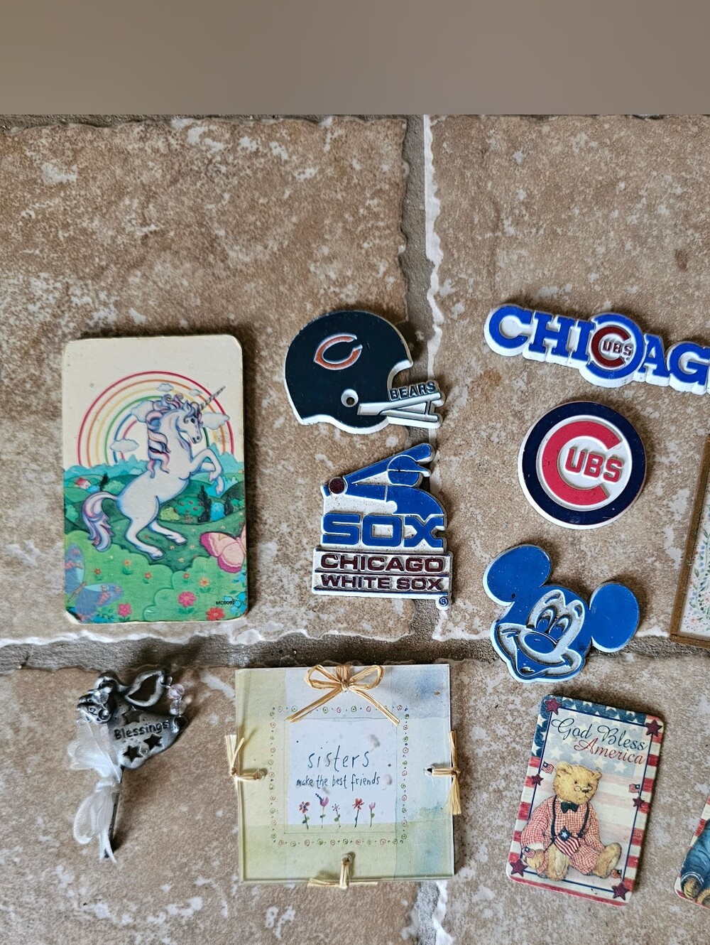 Vintage Magnet Lot Chicago Cubs White Sox Bears Disney Mickey Retro Fridge Magne